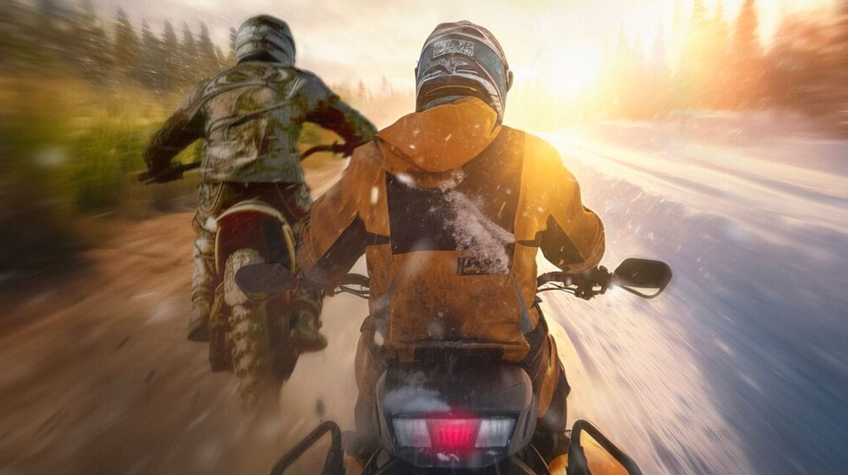 Motard en conduite sur route sinueuse
