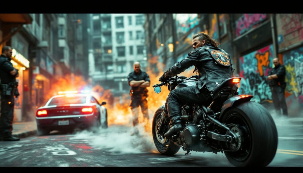 découvrez l'histoire incroyable d'un motard intrépide et sans concession, qui, défiant les lois, roule sans permis ni assurance tout en accumulant les infractions. plongez dans cette aventure audacieuse où il fait face aux gendarmes avec un esprit de rébellion.