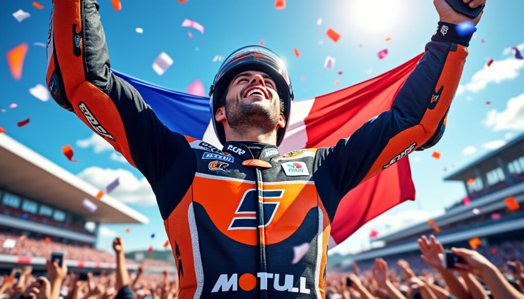 revivez l'excitation du grand prix de france où johann zarco a réalisé une performance incroyable en s'imposant sur ses terres. une victoire mémorable qui restera gravée dans les annales de la motogp et qui souligne le talent exceptionnel du pilote français.