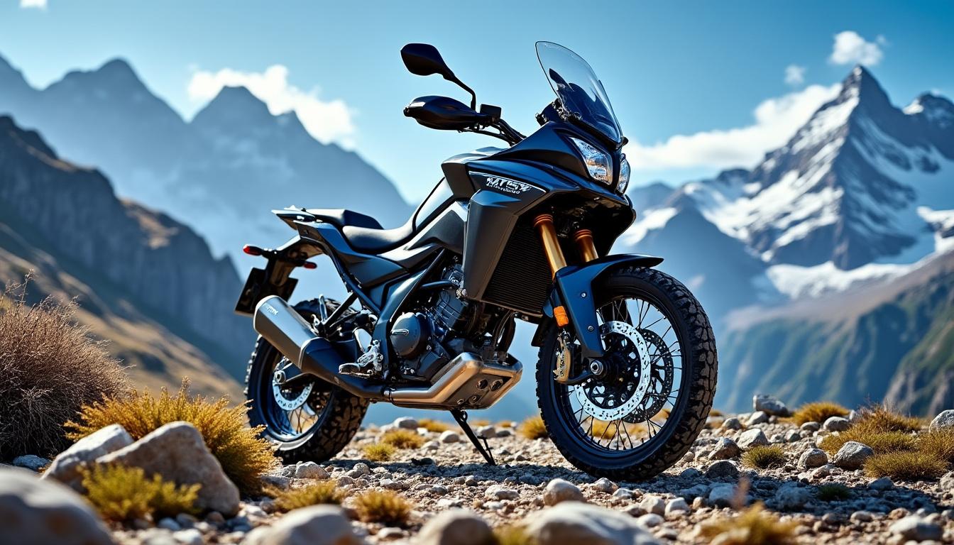 entdecken Sie die cfmoto 800 mt-x, ein geländetaugliches Motorrad, das Leistung und von Mulan inspirierte Ästhetik vereint. erkunden Sie die majestätischen österreichischen Berge und genießen Sie ein unvergessliches Abenteuer in einer atemberaubenden Naturlandschaft.