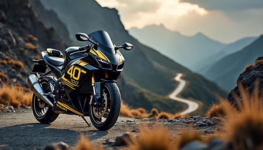 découvrez la suzuki gsx-r1000r 40e anniversaire 2026 : une moto conçue pour repousser les limites de l'endurance et de la performance. un modèle emblématique qui allie technologie de pointe et design audacieux, parfait pour les passionnés de sensations fortes.