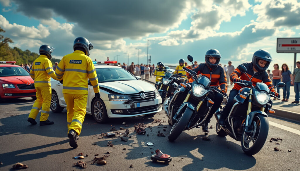 découvrez les détails d'une collision dramatique : un véhicule a percuté quatre motos, laissant deux motardes dans un état critique et évacuées en urgence. les circonstances et les conséquences de cet accident choc sur la route.