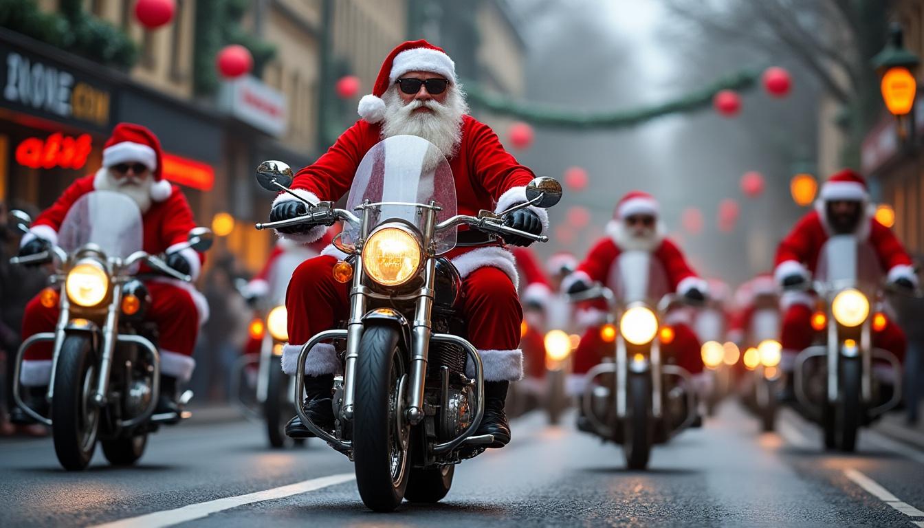 découvrez l'incroyable parade de centaines de pères noël à moto au mans ! suivez leur itinéraire festif et vivez une ambiance unique et joyeuse en cette période de fête.