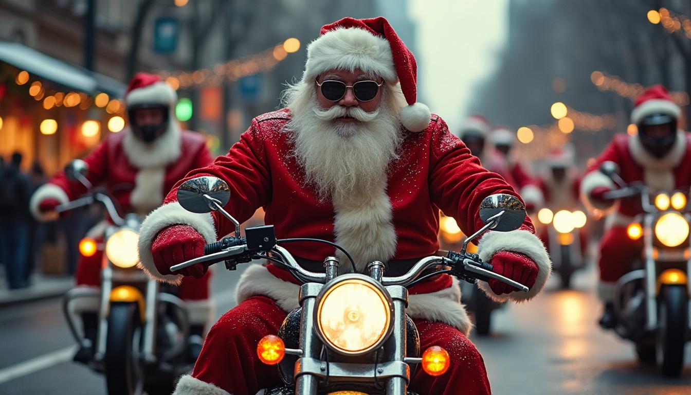 découvrez le défilé festif de 160 pères noël à moto qui illumine joyeusement les rues de vitry-le-françois, apportant joie et esprit de fête à la ville.
