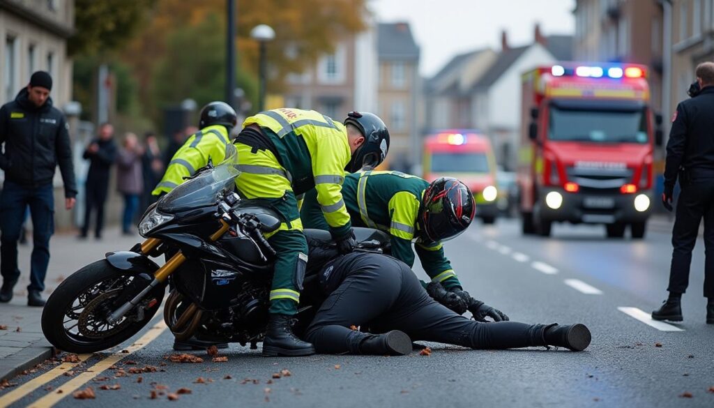un motard a été blessé lors d'un accident à cherbourg-en-cotentin. le bilan de l'incident est en cours d'évaluation par les autorités.