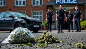 un fugitif impliqué dans un accident devant le commissariat de reims a été retrouvé en possession d'un demi-kilo de cannabis lors de son interpellation.