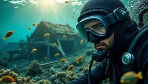 une décennie après le tsunami, il replonge chaque semaine pour tenter de retrouver sa femme disparue, racontant une histoire poignante de perte et d'espoir.