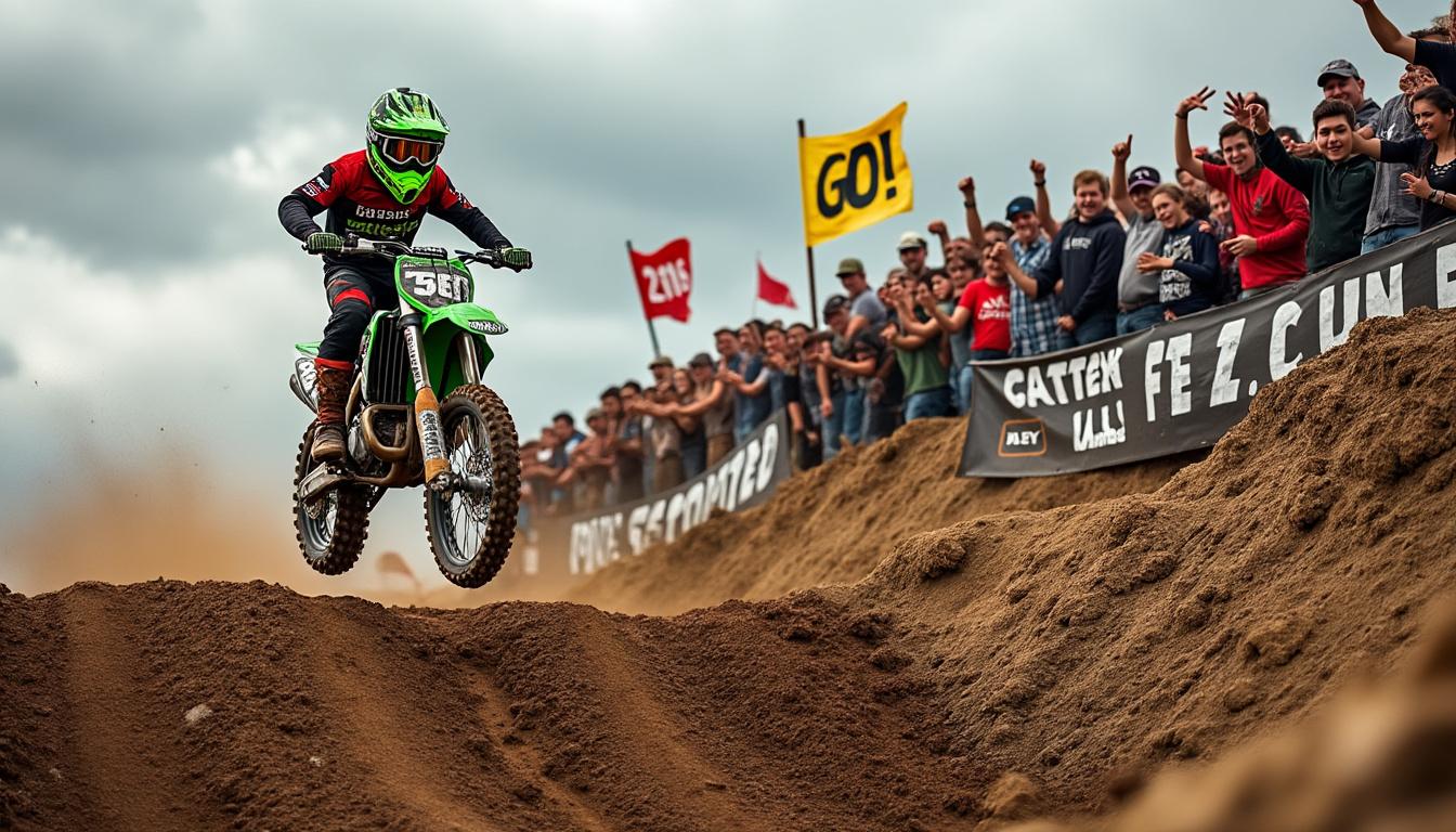 revivez la victoire émouvante de kévin le galle lors de la course de moto-cross à glénac, une première place obtenue après une bataille intense sur la piste.