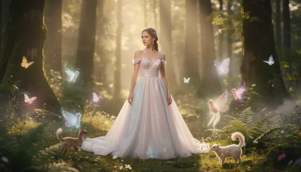 Eine moderne Prinzessin in einem verwunschenen Wald.