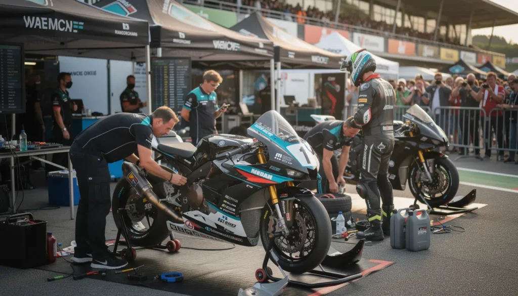 Exciting atmosphere of the motorcycle race at Spa-Francorchamps.