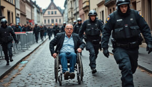 à strasbourg, une course-poursuite entre policiers et un homme en fauteuil roulant a eu lieu pendant le blocus. découvrez les images en vidéo.