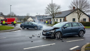 près de rennes, un choc spectaculaire s’est produit à proximité d’un collège. l’accident n’a heureusement pas eu de conséquence grave.