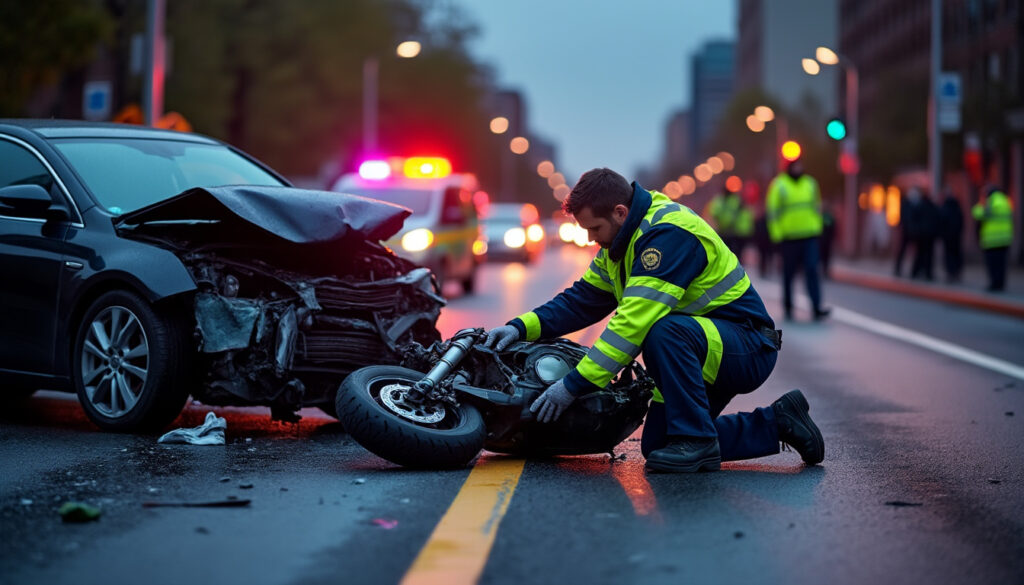 un violent accident entre une voiture et une moto a grièvement blessé un homme, dont le pronostic vital est engagé. la vitesse est suspectée.